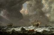 dutch merchantmen in rough seas